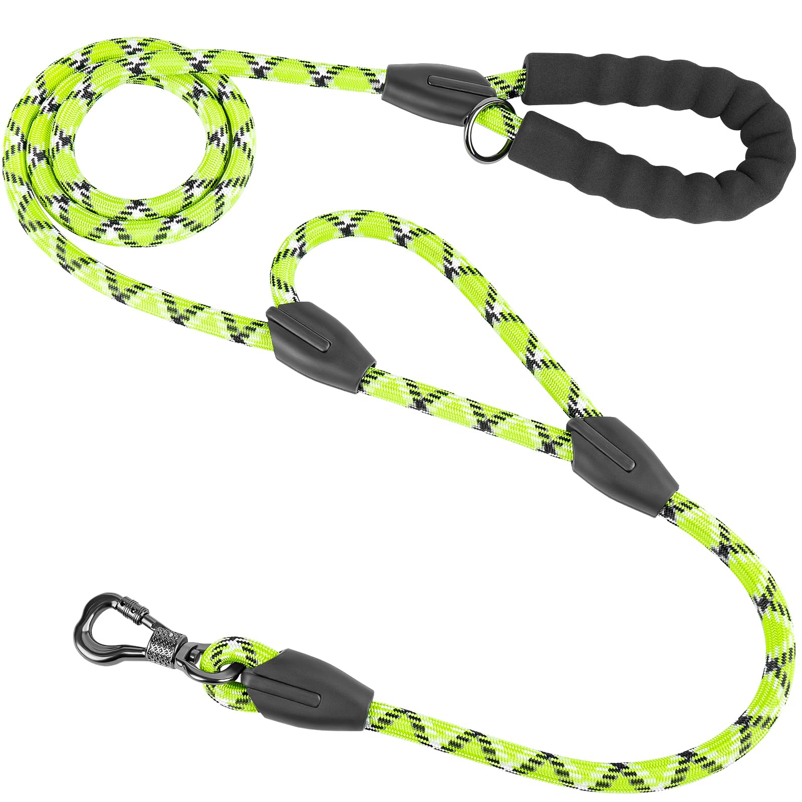 XiaZ 5FT 6FT 8FT Heavy Duty Dog Leash with 2 Comfortable Padded Handle Traffic Handle Dog Training Leash Reflective Rope Dog Leash for Large Medium Dogs