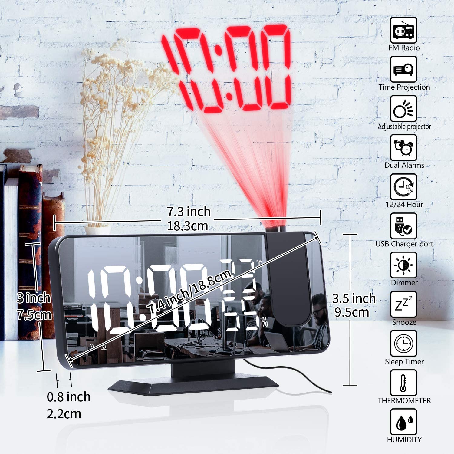 LED Projection Digital Alarm Clock Phone Charger - Christopher James LLC