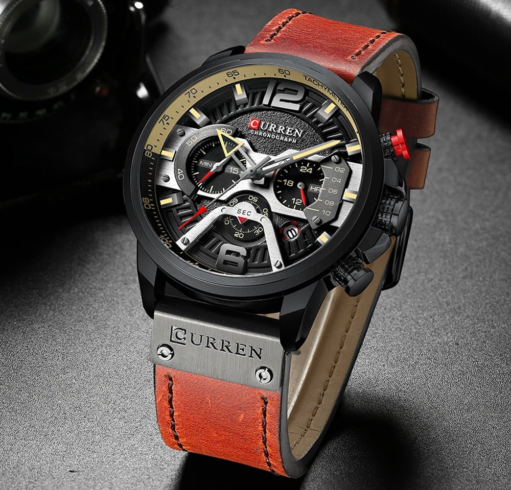 Military Leather Chronograph Wristwatch - Christopher James LLC