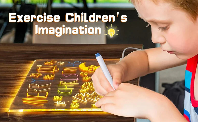Luminous Acrylic Drawing Magic Led Transparent Board, Note Board,Kids DIY Educational Toys Gift,With Stand,With 7 Color Markers