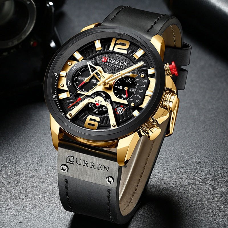 Military Leather Chronograph Wristwatch - Christopher James LLC