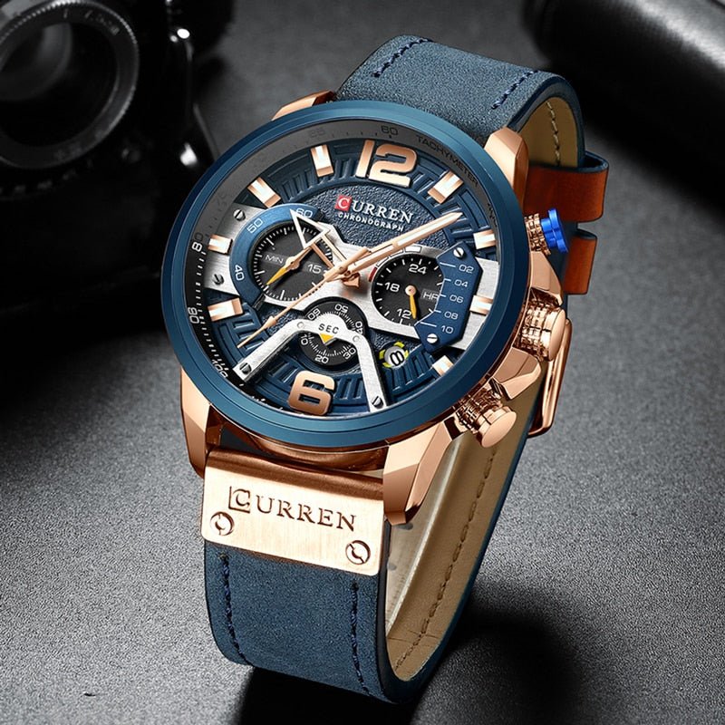 Military Leather Chronograph Wristwatch - Christopher James LLC