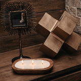 3 - Wick Hand Carved Dough Bowl Decor Soy Candle - Costa Del Ahazar - Christopher James LLC