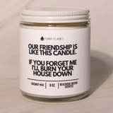 Our Friendship Is Like This Candle if you forget about me i'll burn your house down - Christopher James LLC