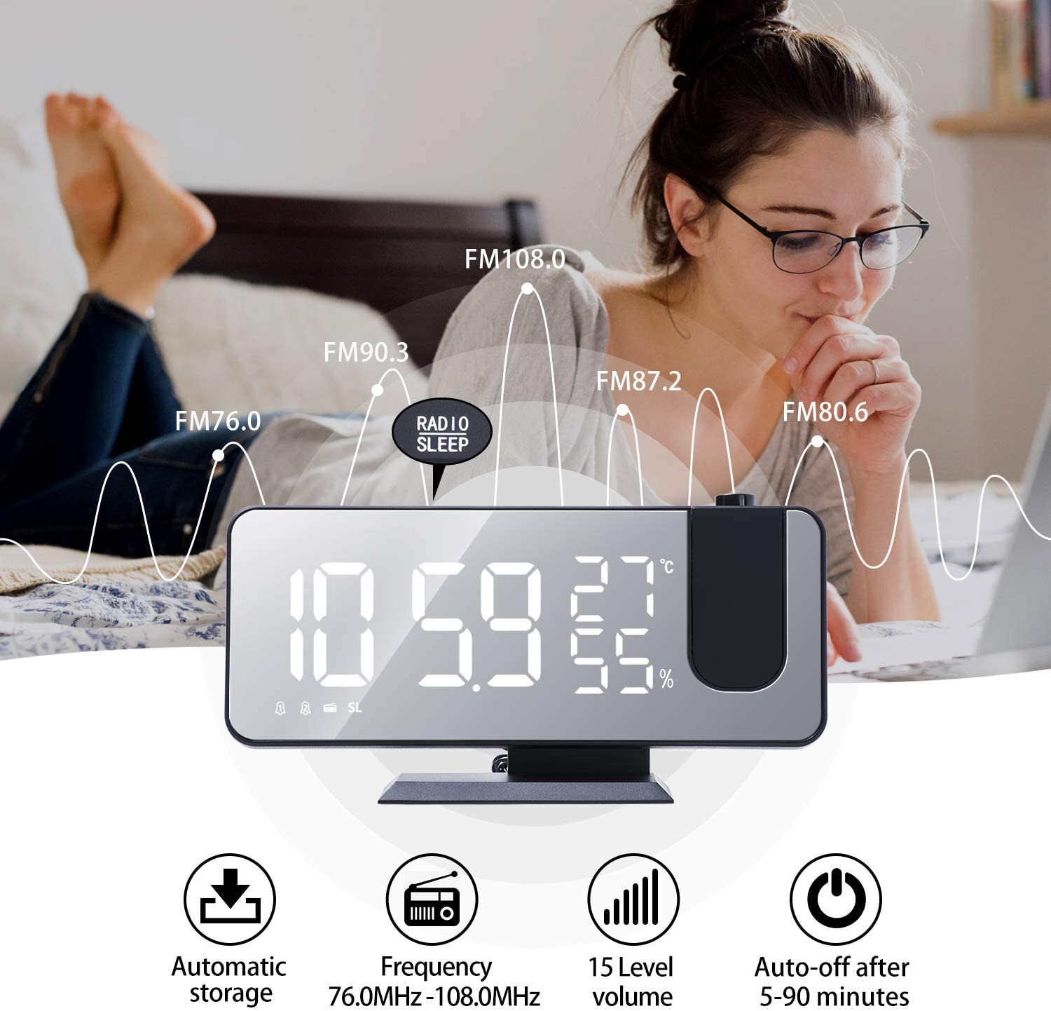 LED Projection Digital Alarm Clock Phone Charger - Christopher James LLC
