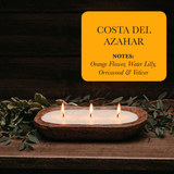 3 - Wick Hand Carved Dough Bowl Decor Soy Candle - Costa Del Ahazar - Christopher James LLC