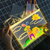 Luminous Acrylic Drawing Magic Led Transparent Board, Note Board,Kids DIY Educational Toys Gift,With Stand,With 7 Color Markers