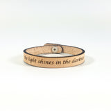 Spiritual Quote Bracelet - the light shines in the darkness - Christopher James LLC