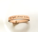 Spiritual Quote Bracelet - the light shines in the darkness - Christopher James LLC