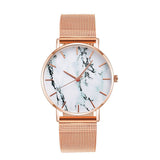 Rose Gold Mesh Band Marble Watch - Christopher James LLC