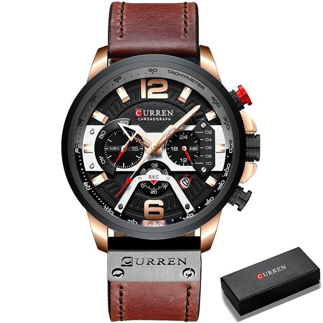 Military Leather Chronograph Wristwatch - Christopher James LLC